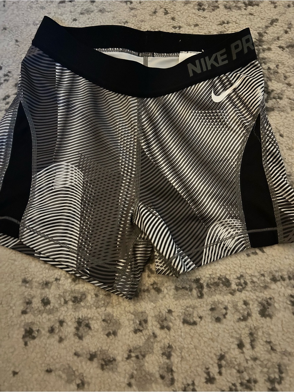 Nike Pro Dri Fit Women’s Black & White Compression Shorts
